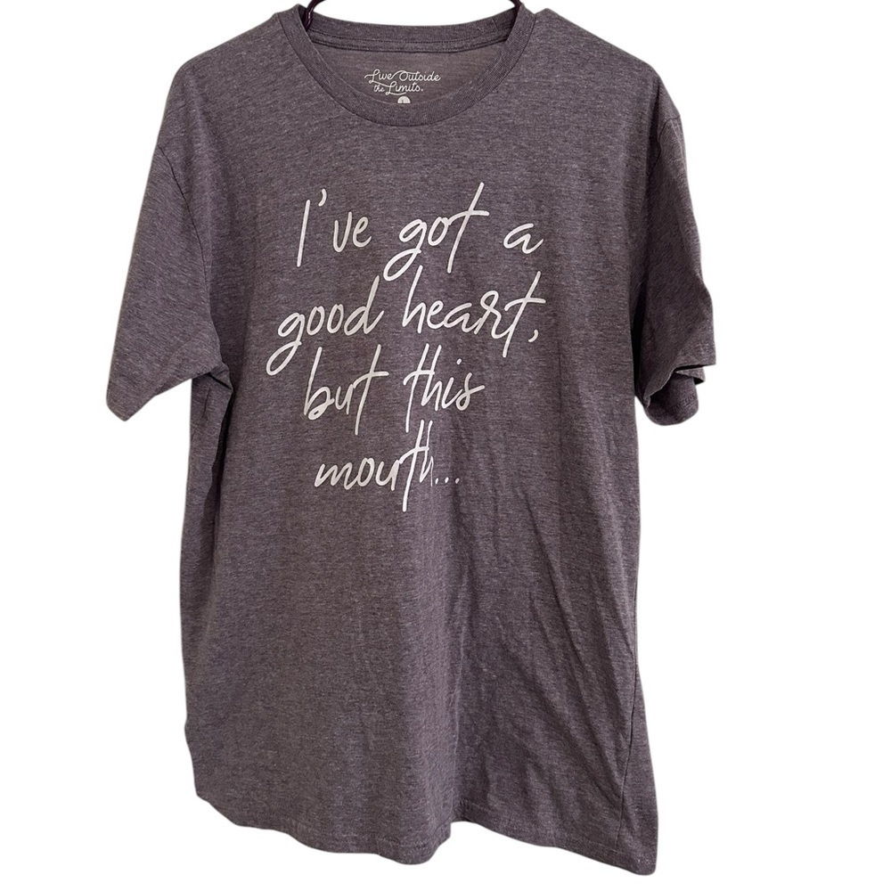 Live Outside the Limits Large Purple Graphic Tee Good Heart Statement Shirt